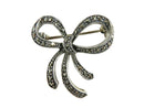 Marcasite Sterling Silver Bow Brooch Scarf Pin 1" x 1" 3.5 Grams 925 ACi — Jewelry & Watches:Fine Jewelry:Fine Pins & Brooche