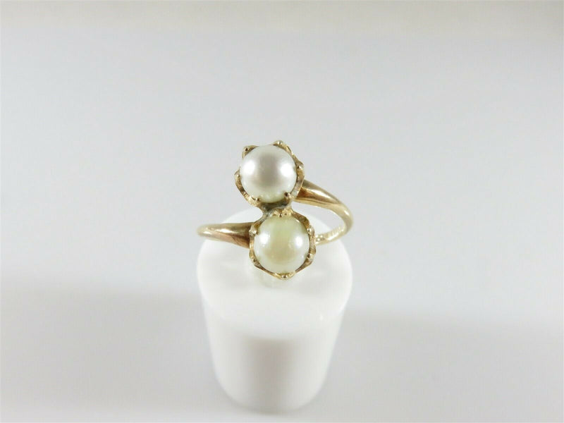 Vintage 10K Yellow Gold Pearl Bypass Anniversary Wedding Ring by Uncas Mfg. Co - Just Stuff I Sell