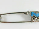 Crushed Turquoise Mustang Horse Themed Safety Pin 3 1/4" Alternative Key Chain - Just Stuff I Sell