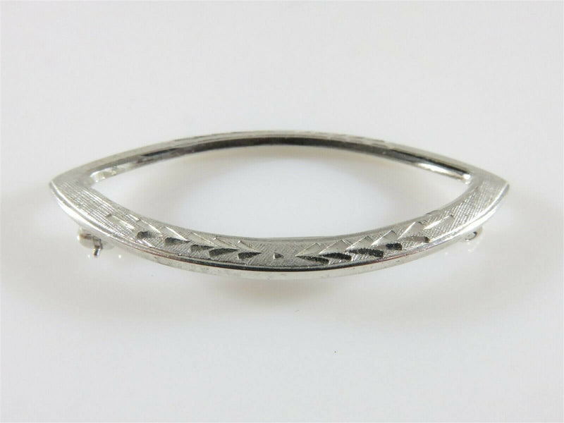 Designer Signed Oval Etched Sterling Silver No Polish Scarf Pin - Just Stuff I Sell