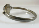 Lovely Vintage Taxco Mexico Sterling Silver Bracelet Black Glass Cabochon 7" - Just Stuff I Sell