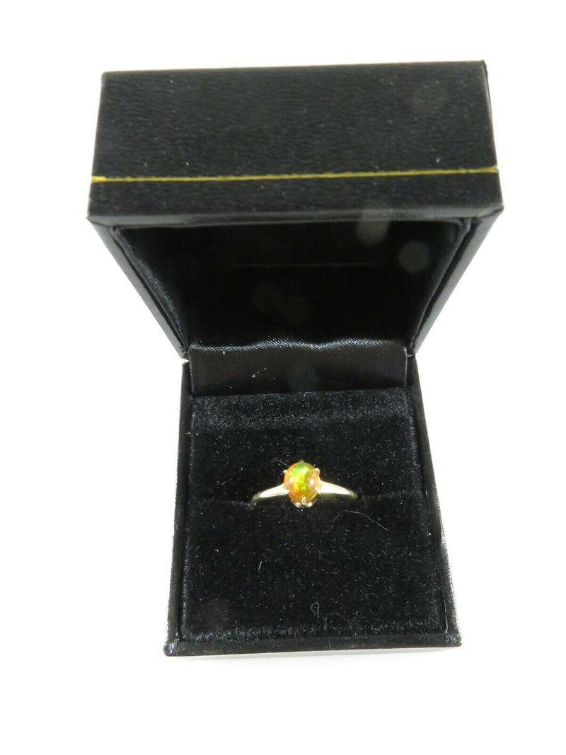 Opal Solitaire Engagement Ring in 14K Gold Cabochon Translucent Orange - Just Stuff I Sell