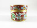 Cloisonne Brass & Enamel Floral Trinket Snuff Box Orange Green Yellow Pink Blue - Just Stuff I Sell