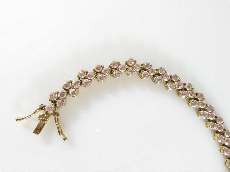 Sterling Silver 925 Gold Washed 7 1/4" Long Pink Ice Look Bracelet 19.7 grams - Just Stuff I Sell
