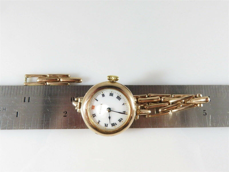 Antique Women's Rolex Rebberg Movement 9K Rose Gold Watch & Band UK Trench Watch - Just Stuff I Sell