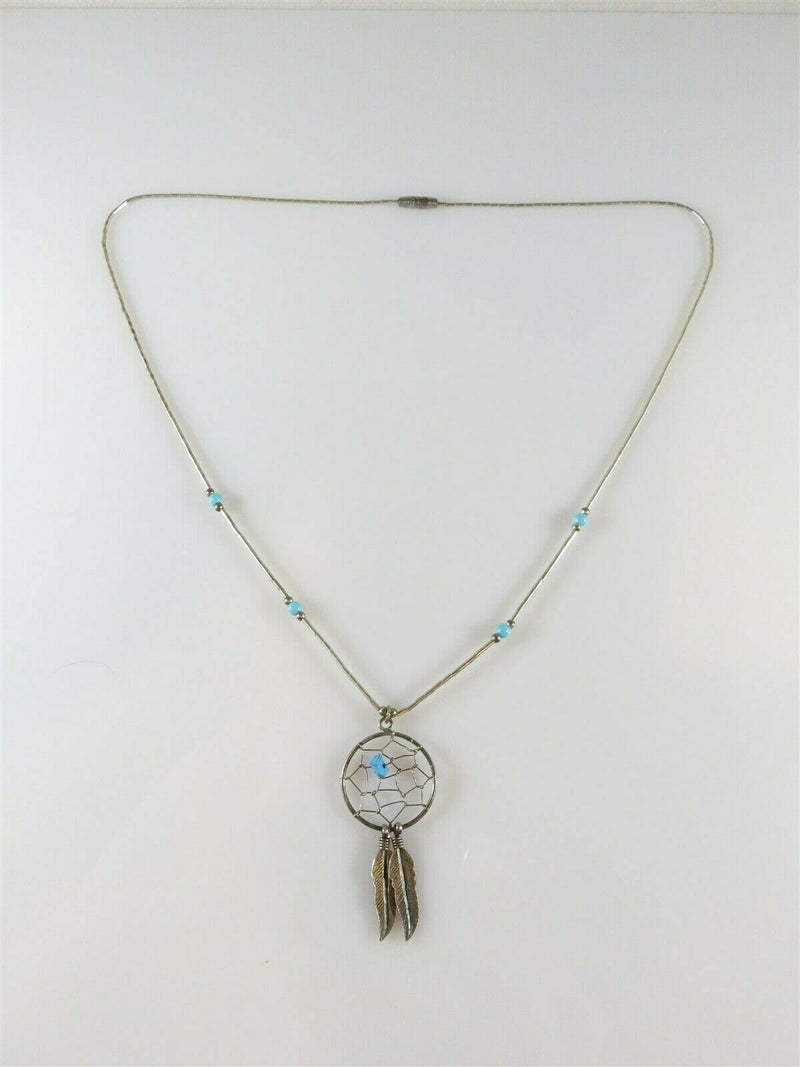 Liquid Silver Dream Weaver 18.5" Turquoise Necklace Sterling Silver - Just Stuff I Sell