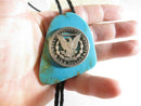 Laser Cut Morgan Dollar Mercury Dime Tips High Polish Turquoise Bolo Tie - Just Stuff I Sell