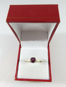 14K Yellow Gold Engagement Ring Rubellite Tourmaline Doublet Ring Size 6.75 - Just Stuff I Sell