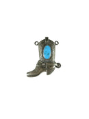 Fabulous Vintage 1 1/4" High Detailed Turquoise & Sterling Silver Boot Slide - Just Stuff I Sell