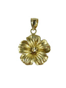 Cherry Blossom Pendant Diamond Etched Accents 14K Yellow Gold 3D — Jewelry & Watches:Fine Jewelry:Fine Necklaces & Pendants:P