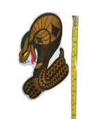 Large 5 1/2" H x 4" W Cobra Patch - Brown - Strike Position — Crafts:Sewing:Embellishments & Finishes:Patches — front view