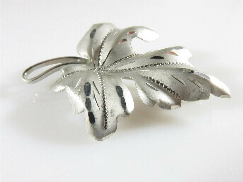 Curtis Creations Brushed & Polished Sterling Silver Leaf Brooch - Just Stuff I Sell