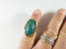 Antique 18K Yellow Gold Wire Wrapped Cabochon Chrysocolla Ring Size 6.5 - Just Stuff I Sell