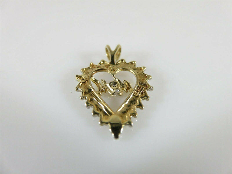 10K Yellow Gold MOM Heart Pendant White Gold Topped 1.1 Grams 2.2mm Bale - Just Stuff I Sell