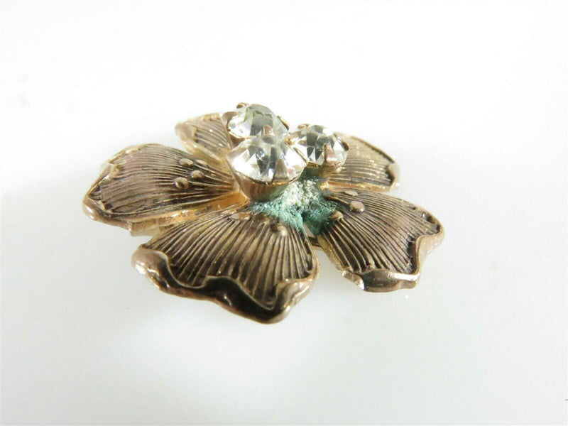Antique Art Nouveau Era Copper & Paste Floral Pin in Rose Gold Tones - Just Stuff I Sell
