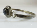 Lovely Vintage Taxco Mexico Sterling Silver Bracelet Black Glass Cabochon 7" - Just Stuff I Sell
