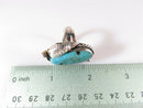 Women's Large Turquoise Sterling Silver Leaf Accented Navajo Biker Ring Size 6 - Just Stuff I Sell