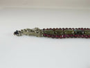 Garnet and Polished Stone Beaded Bracelet Vintage Sterling Silver Faceted 4mm - Just Stuff I Sell