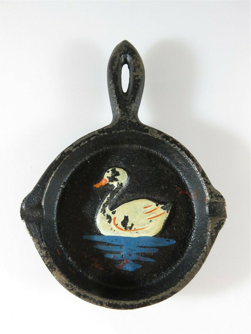 Vintage Mid Century Miniature Cast Iron Skillet Swan LHC Japan Original Paint - Just Stuff I Sell