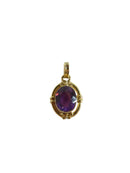 Art Nouveau Style Oval 10mm x 7.5mm Amethyst Necklace Pendant in 10K Yellow Gold — Jewelry & Watches:Vintage & Antique Jewelr