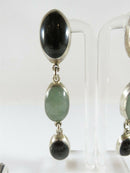 Sterling Silver Bracelet & Earring Set Mexico Cabochon Multi Stones Bezel Set - Just Stuff I Sell