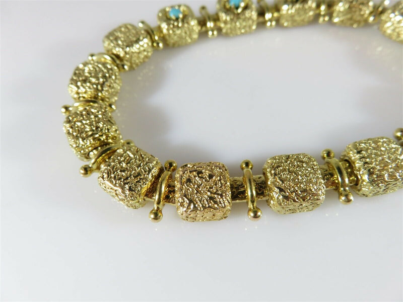 Rare & Unique 22K Gold Turquoise Victorian Nugget Bracelet Circa Late 1880's - Just Stuff I Sell