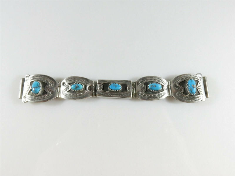Beautiful Navajo Morenci Turquoise Watch Bracelet Sterling Silver 5 7/8" TL - Just Stuff I Sell