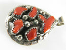 Navajo Style Sterling Silver and Red Coral Pendant Signed N .Juan 5.90mm Bale - Just Stuff I Sell