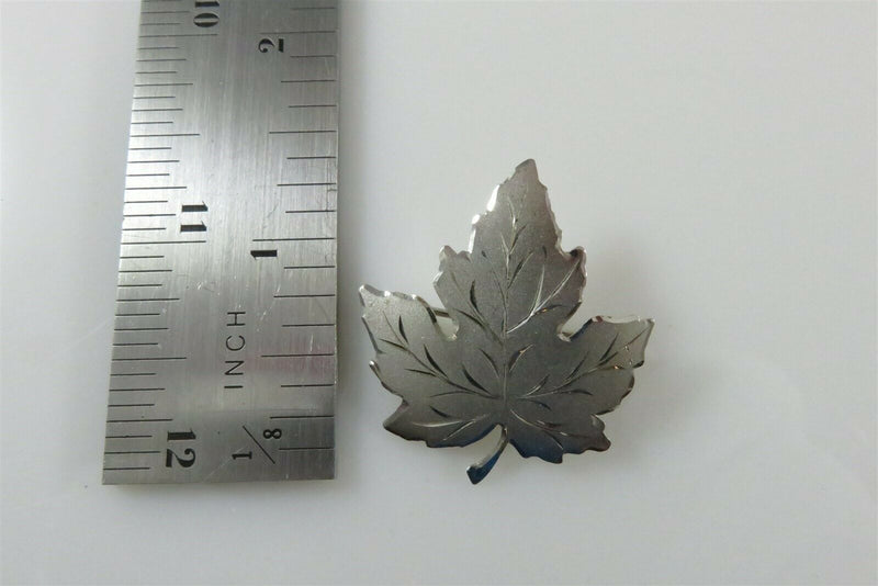 Canadian Maple Leaf Brooch Pin Nice Textured Sterling Silver - Just Stuff I Sell
