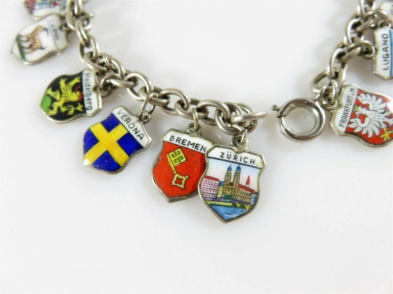 8 1/2" TL 800 Silver Charm Bracelet with 22 x 800 or 835 Silver Travel Charms - Just Stuff I Sell