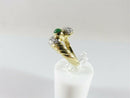 14K 585 Yellow Gold Cabochon Emerald Diamond Accented Bypass Ring - Just Stuff I Sell
