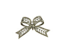 Sparkly Rhinestone Bow Brooch Sterling 2" x 1 3/8" 10.5 Grams Missing 2 Stones — Jewelry & Watches:Fine Jewelry:Fine Pins & B