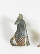 Hand Worked Unsigned Navajo Sterling Silver Figural Wolf Earrings Pierced Ears - Just Stuff I Sell