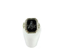 Art Deco Mason Ring 14K White Gold Onyx Women's Masonic Ring For Her Size 3.5 — Collectibles:Historical Memorabilia:Fraternal