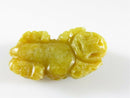 Vintage Chinese Nephrite Jadeite Jade Carved Foo Lion Pendant in Yellow Green - Just Stuff I Sell