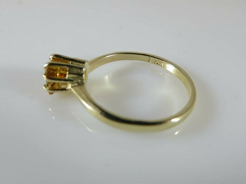 14K Yellow Gold Princess Cut Golden Citrine Solitaire Wedding Ring Sz 6.5 PGR - Just Stuff I Sell