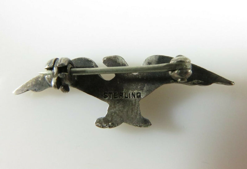 Vintage Sterling Silver Eagle Spread Wings Lapel Pin FOE Style Mid Century - Just Stuff I Sell