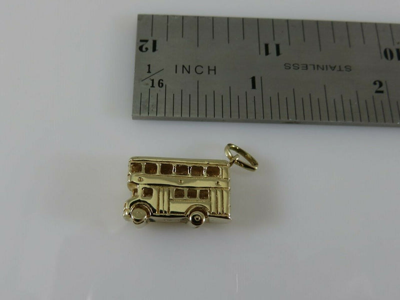 Victoria Double Decker Bus 14K Yellow Gold 3D Travel Charm/Pendant Engraved - Just Stuff I Sell