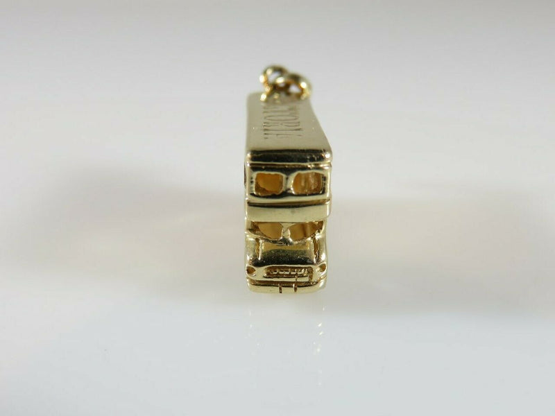 Victoria Double Decker Bus 14K Yellow Gold 3D Travel Charm/Pendant Engraved - Just Stuff I Sell