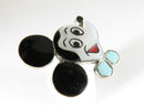 Circa 60's Sterling Zuni NM Inlaid Mickey Mouse Ring Size 9 Signed SS - Just Stuff I Sell