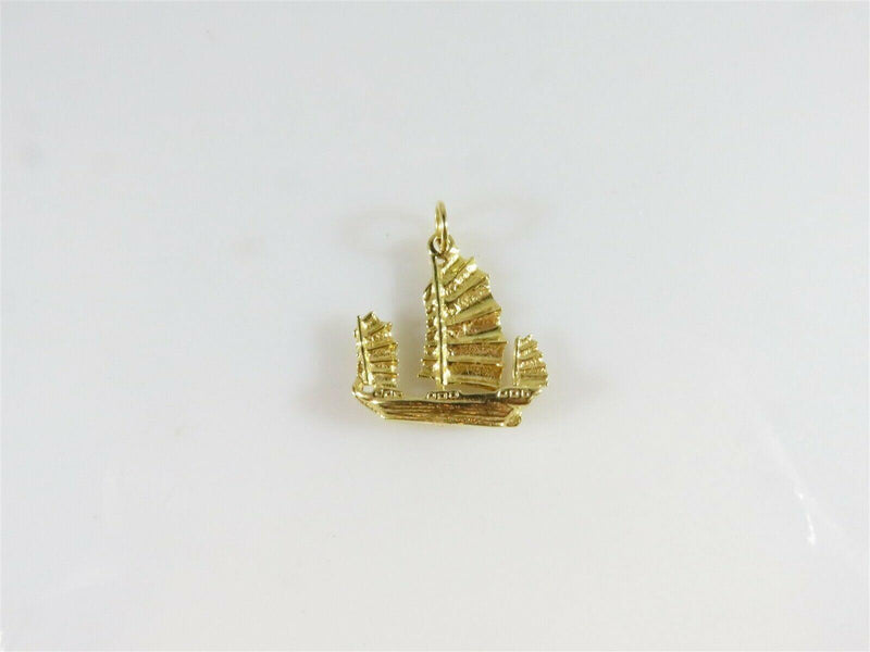 14K Gold Chinese Style Sail Boat Pendant Charm Testing 16K Yellow Gold - Just Stuff I Sell