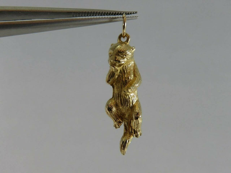 Heavy 3D Laughing Otter Alaska 14K Yellow Gold Travel Charm/Pendant - Just Stuff I Sell