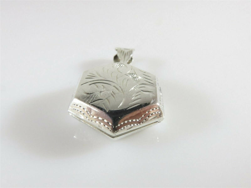 Antique Style Finely Chamfered Octagon Sterling Silver 2 Picture Pendant 3.83mm - Just Stuff I Sell