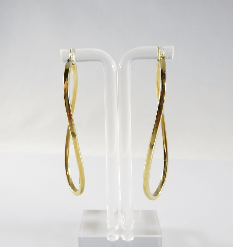 2 5/8" Drop Oval Twist Hoop Earrings Sterling Silver Gold Wash Butterfly Clip - Just Stuff I Sell