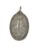 Large Sterling 1830 Mother Mary Icon Catholic Pray for Us Pendant Miraculous Medal — Sterling Silver, Silver — front view
