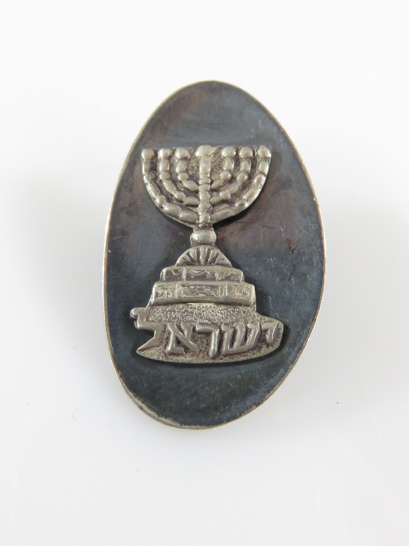 Mid Century Style Sterling Jewish Menorah Blackened Silver Pendant Brooch