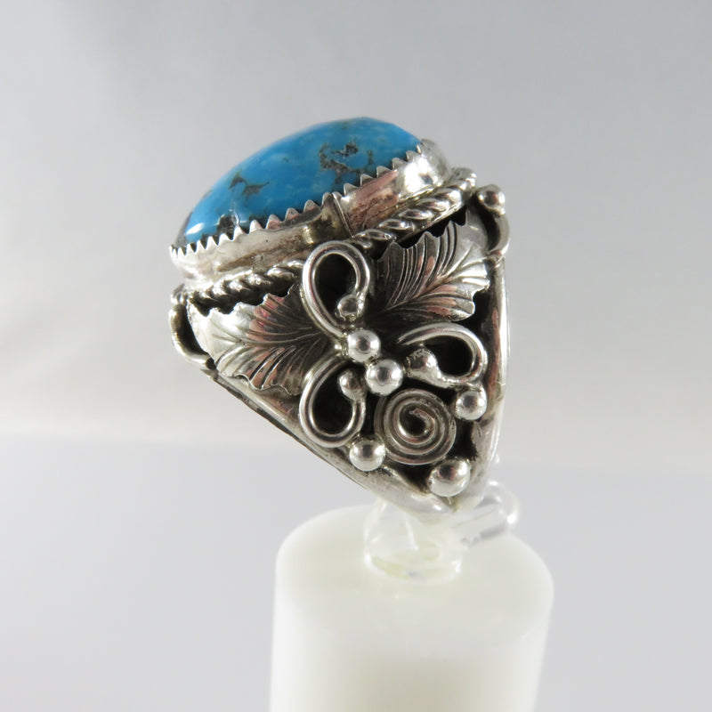 Nice Men's Sterling Silver Turquoise Artisan Biker Boho Hippie's  Ring Size 11.75