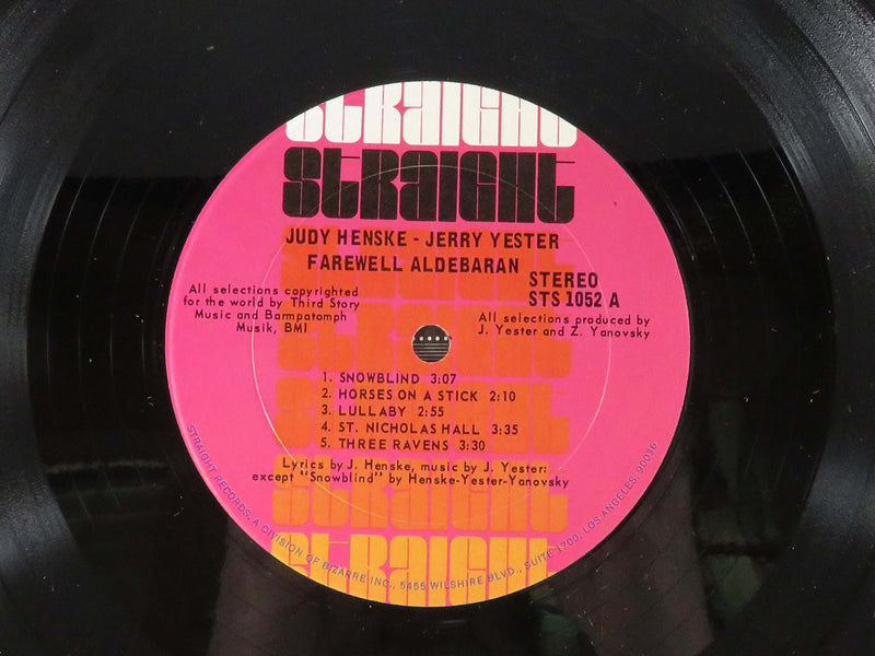 Judy Henske & Jerry Yester Farewell Aldebaran Straight Records Pitman STS 1052 Vinyl Album