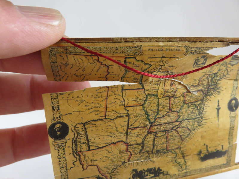 Antique Miniature Wall Hanging Map Circa 1850's US Map Poor Condition For Restoration