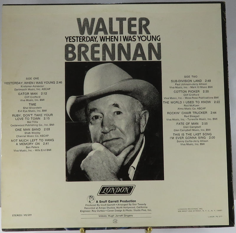 Walter Brennan Yesterday, When I Was Young, London PS 577 1970 Vinyl Album